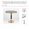 Gold Aluminium Edge Laurent Black Sintered Stone Table Top with Round Brass Table Base
