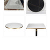 Gold Aluminium Edge Sintered White Stone Table with White Brass Cross Table Base