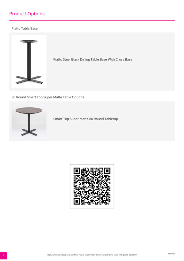 Round 80cm Super Matte Smart Top with Piatto Aluminium Table Base Dining Table