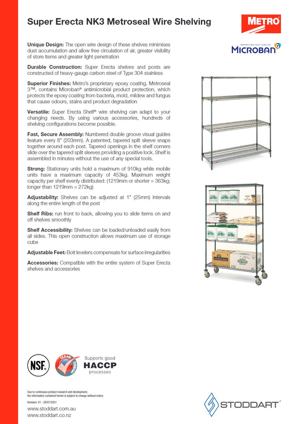 Metro Super Erecta NK3.M4T68.2442 - Mobile 4 Tier Wire Shelving