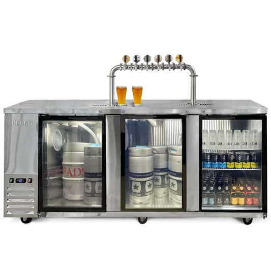 Kegs Off Tap KegMaster Super Deluxe Triple Door Kegerator - Under Counter Keg Fridge