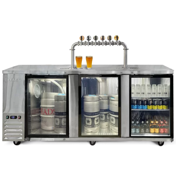 Kegs Off Tap KegMaster Super Deluxe Triple Door Kegerator - Under Counter Keg Fridge