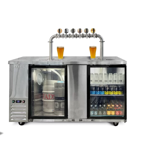 Kegs Off Tap KegMaster Super Deluxe Double Door Kegerator XL - Under Counter Keg Fridge