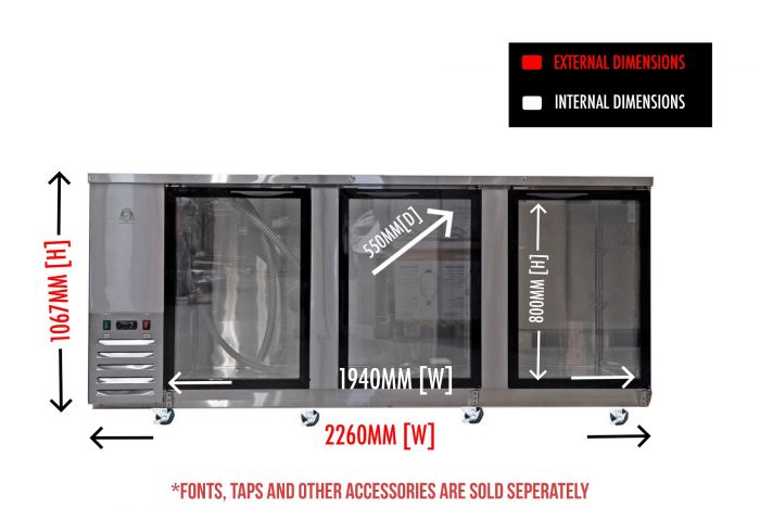 Kegs Off Tap KegMaster Super Deluxe Triple Door Kegerator - Under Counter Keg Fridge